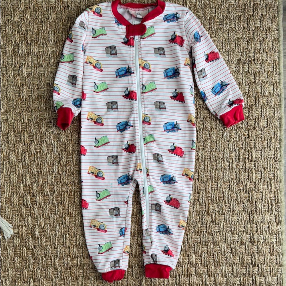 Smockingbird Red Stripe Thomas the Train Pajamas